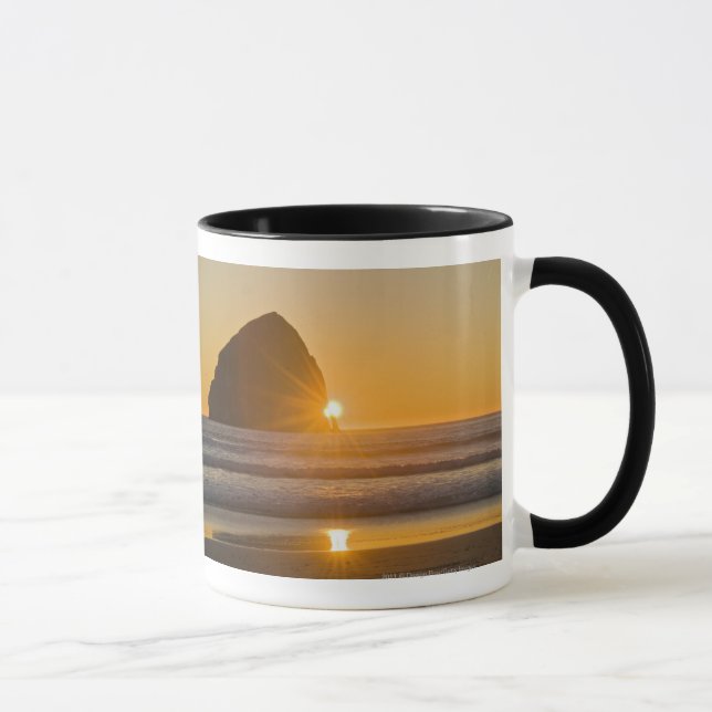Sunburst And Haystack Rock At Cape Kiwanda Mug (Right)