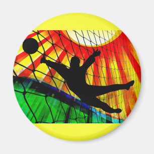 Sunburst and Net Soccer Goalie Magnet