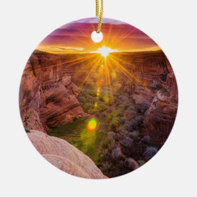 Sunburst at Canyon de Chelly, AZ Ceramic Ornament (Front)