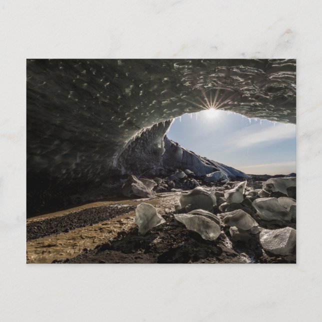 Sunburst at ice cave entrance postcard (Front)