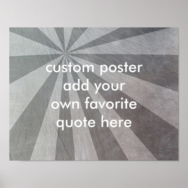 sunburst custom poster add your quote on gray (Front)