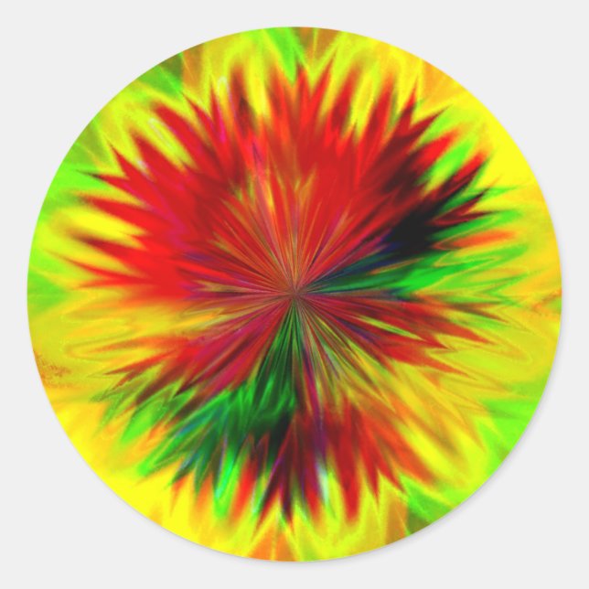 Sunburst Dahlia Classic Round Sticker (Front)