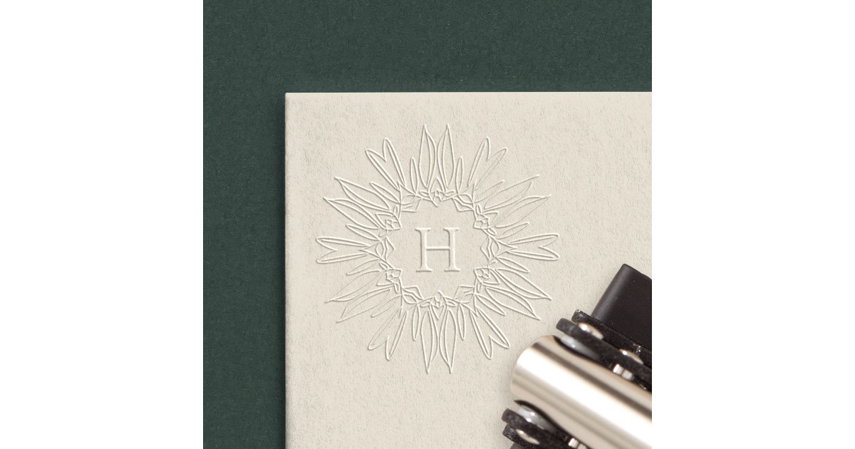 Sunburst Frame Single Initial Monogram Embosser | Zazzle