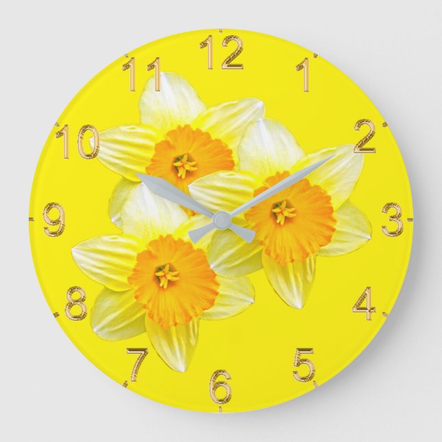 Sunburst Golden Daffodils, Lge Wall Clock (Front)