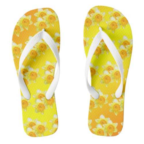 Sunburst Golden Daffodils Thongs Flip Flops