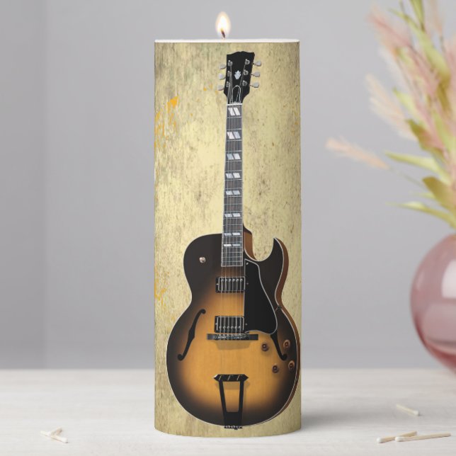 Sunburst Guitar Pillar Candle (In Situ)