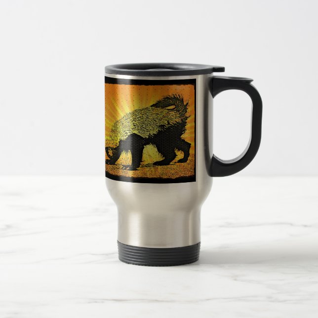 Sunburst Honey Badger Travel Mug (Right)