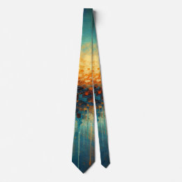 Sunburst Horizon Abstract Art Neck Tie