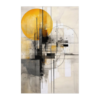 Sunburst in Black and Gold Acrylic Print