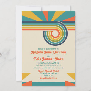 Sunburst Love '70s Retro-Inspired Wedding Invitation