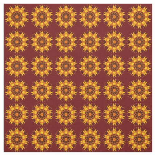 Sunburst Mandala Colorful Fabric