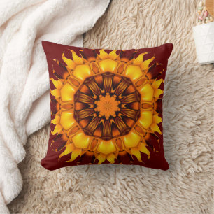 Sunburst Mandala Throw Pillow