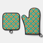 Sunburst Mirage Tile – Abstract Desert-Inspired  Oven Mitt &amp; Pot Holder Set