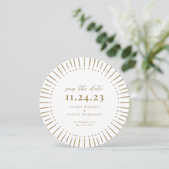 Sunburst Modern Save The Date (Standing Front)