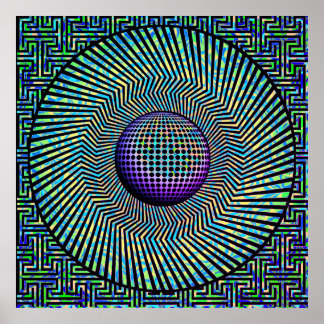 Sunburst Op Art Purple Poster