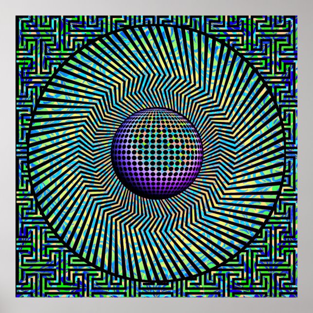 Sunburst Op Art Purple Poster (Front)