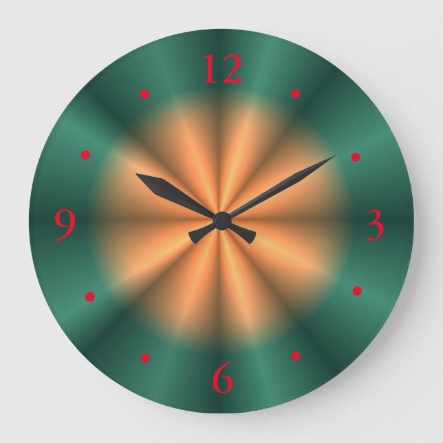 Sunburst Orange Yellow Green Design> Wall Clock (Front)