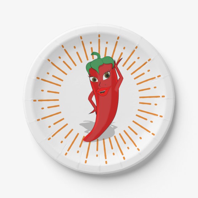 Sunburst Red Hot Pepper Diva  Paper Plates (Front)