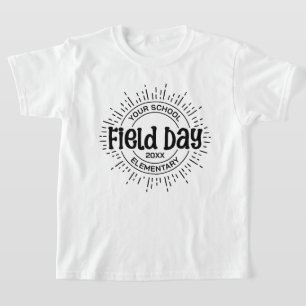 Sunburst School Field Day Design, Black T-Shirt
