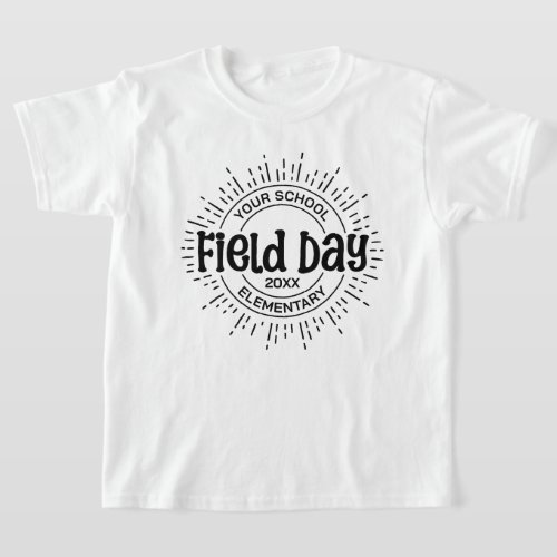 Sunburst School Field Day Design Black T_Shirt