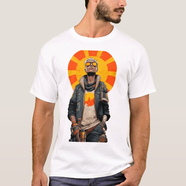 Sunburst Scout – Post-Apocalyptic Hero Portrait T-Shirt (Front)