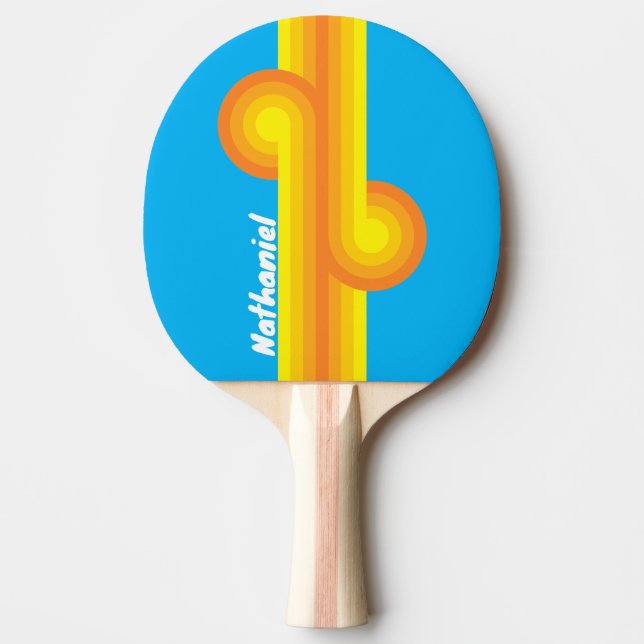 Sunburst Sea Stripe Loop with Name Ping Pong Paddle (Front)