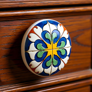 Sunburst Serenade Azulejo Ceramic Knob