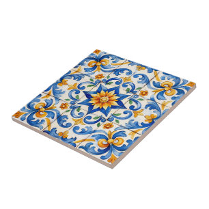 Sunburst Spice Azulejo Ceramic Tile