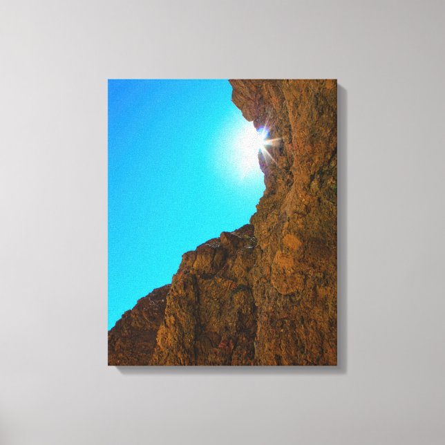 Sunburst Through Mojave Canyon Walls Canvas Print (Front)