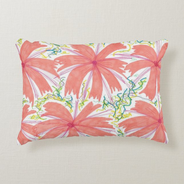 Sunburst Tropical Flower Pattern Decorative Pillow (Front)