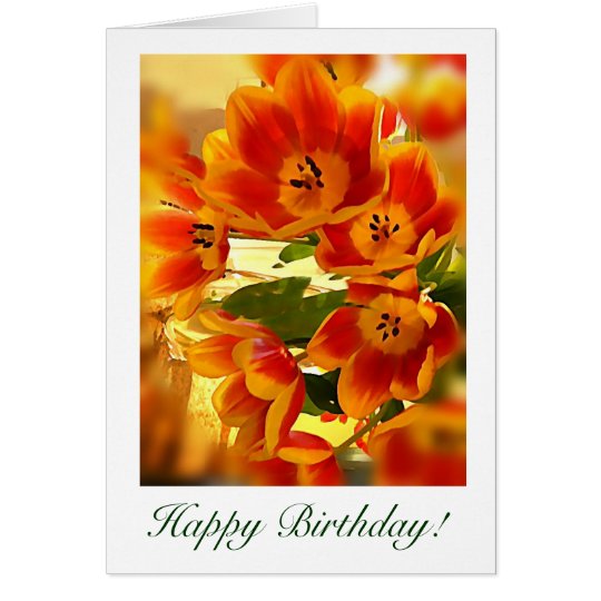 sunburst Tulip Birthday wishes Card