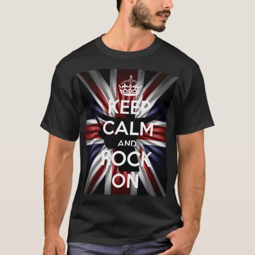 Sunburst UK Flag Keep Calm and Rock on T_Shirt