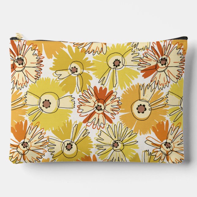 SunburstBloom-Radiant Floral Pattern In Warm Tones Accessory Pouch (Front)