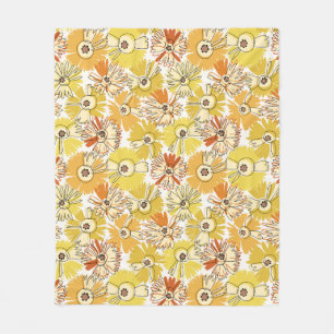 SunburstBloom-Radiant Floral Pattern In Warm Tones Fleece Blanket