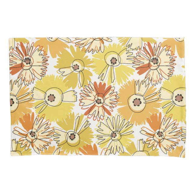 SunburstBloom-Radiant Floral Pattern In Warm Tones Pillow Case (Front)