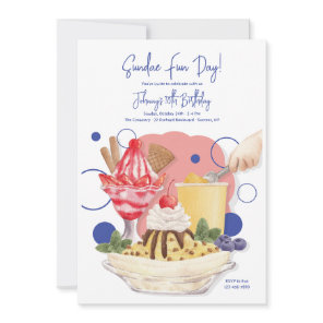 Sundae Birthday Party Invitations