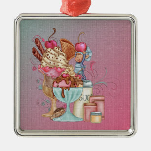Sundae Chef Metal Ornament