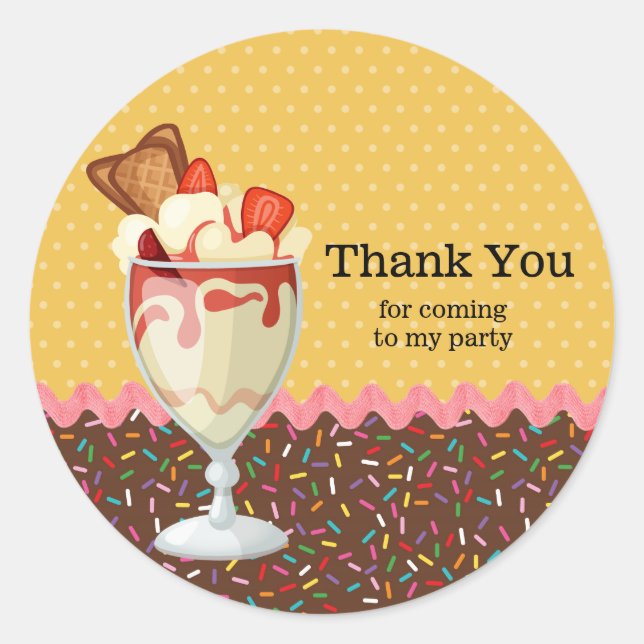 Sundae * choose background color classic round sticker (Front)
