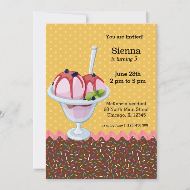 Sundae * choose background color invitation (Front)