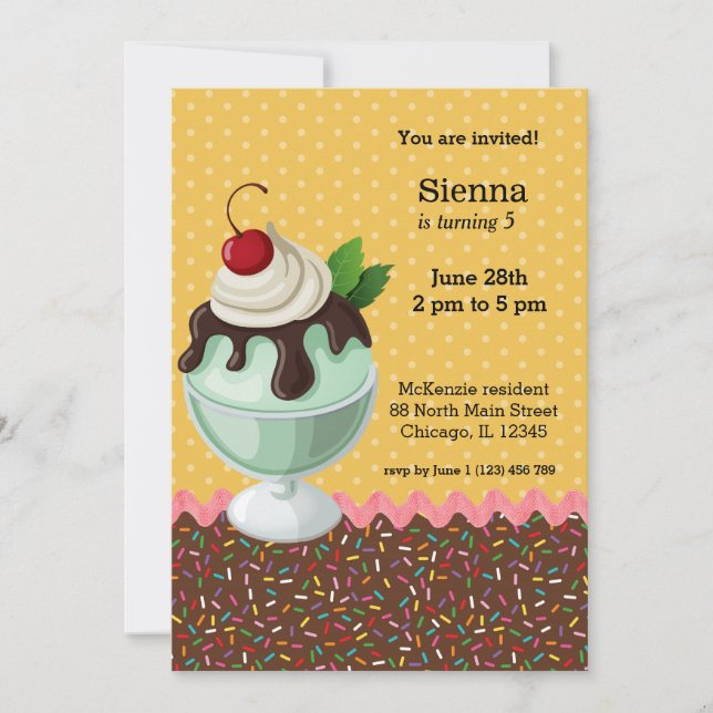 Sundae * choose background color invitation (Front)