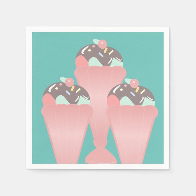 Sundae Cup Diner Birthday Party Napkins (Front)