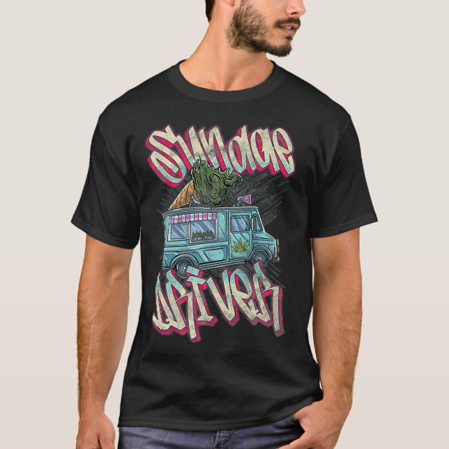 Sundae Driver Strain Distressed Ice Cream Truck Pr T-Shirt (Front)