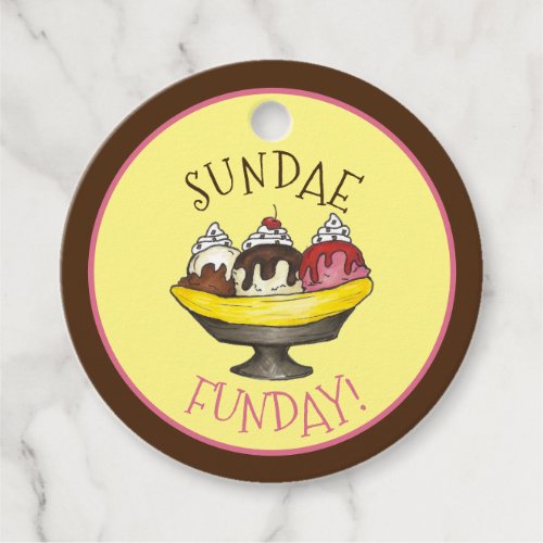 SUNDAE FUNDAY Banana Split Ice Cream Social Favor Tags