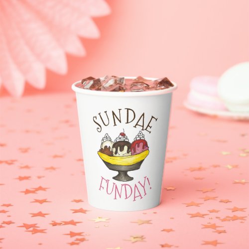 SUNDAE FUNDAY Banana Split Ice Cream Social Paper Cups