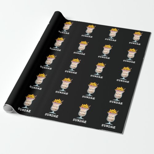 Sundae Funny Sunday Ice Cream Pun Dark BG Wrapping Paper