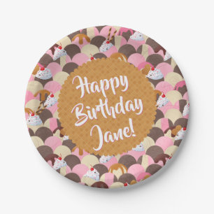 Sundae Ice Cream Birthday Paper Plates