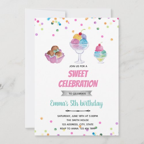 Sundae icecream summer invitation