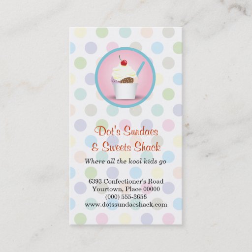 Customizable Sundae Shop Loyalty Rewards Business Card Templates