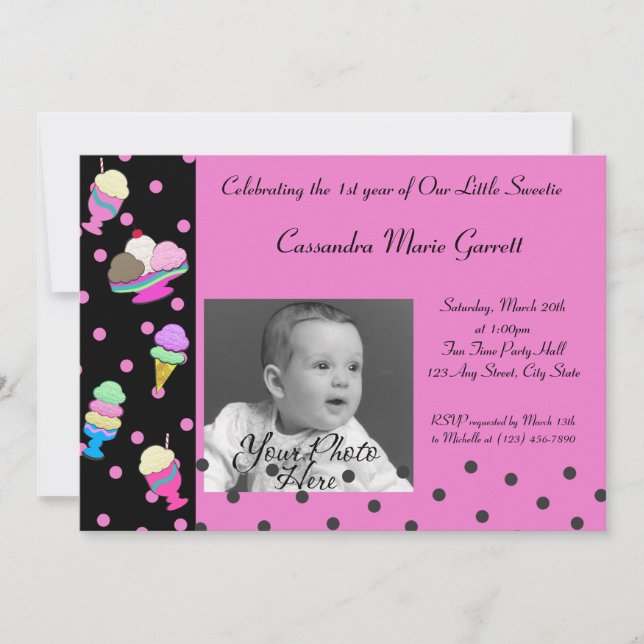 Sundae Shoppe/ Photo Birthday Invitation (Front)