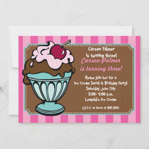 Sundae Shoppe Stripes Invite